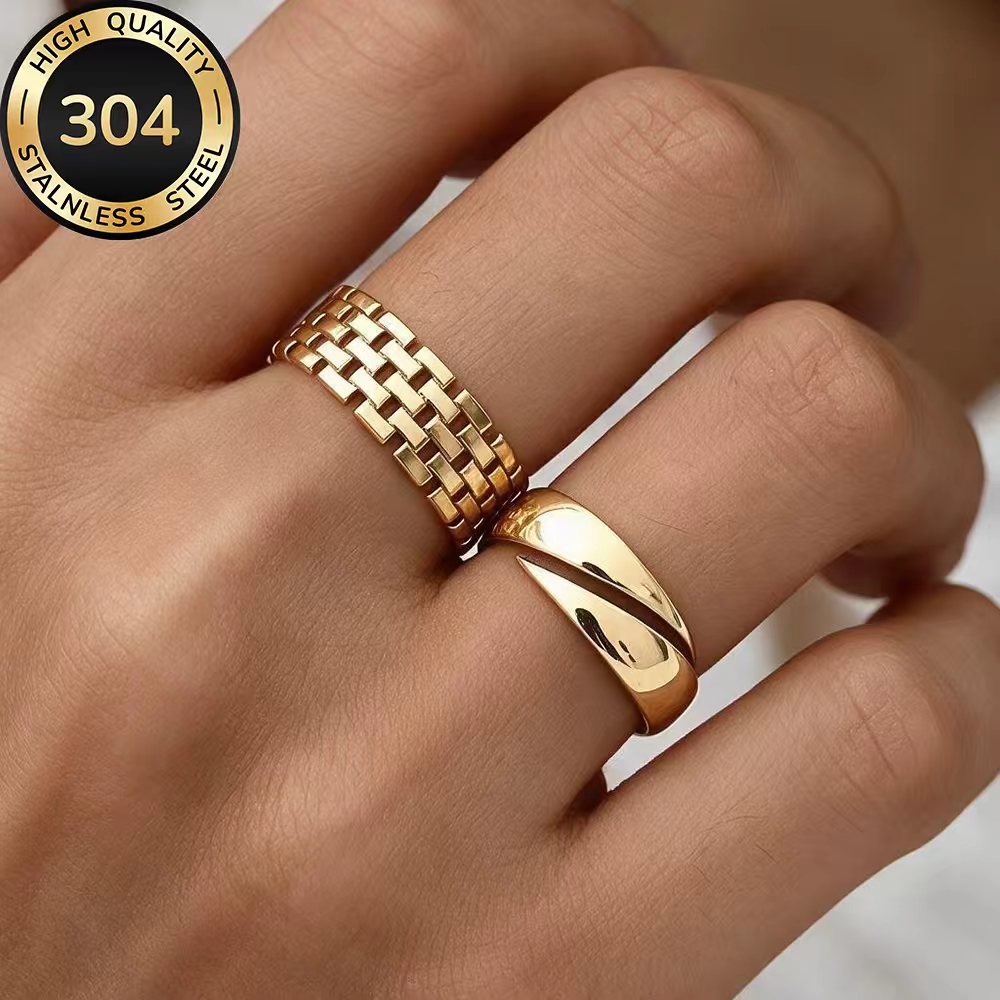 2pcs High-Quality Stainless Steel Stackable Open Ring Set
